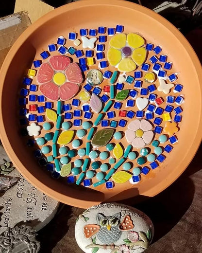 500g/1.1lb Random Color Irregular Ceramics Mosaic Tiles,DIY Making Creative Ceramic Mosaic Tiles for DIY Craft Plates Flowerpots Vases Cups Mosaic Making Supplies (Mix Round)