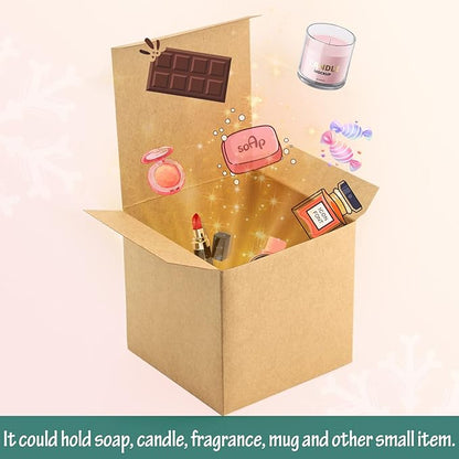 ValBox 3x3x3 Brown Gift Boxes 50pcs - Recycled Paper Cube Boxes with Lids for Gifts, Crafting & Party Favors