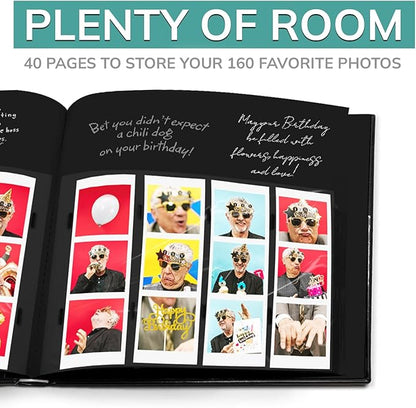 PBF (5 Pack) Photo Booth Album, Guest Book with 2x6 Clear Picture Inserts, Black Cover with Plastic Sleeves & Black Pages, Scrapbook Album for Photo Strips, Memory Book, Wedding, and Baby Showers