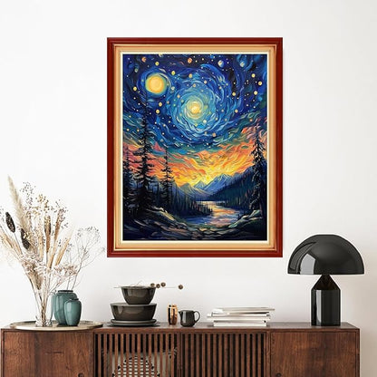 Artvxeay Stamped Cross Stitch Kits | Embroidery Kits for Beginners Craft Kit Needlepoint for Adults Supplies DIY 11CT - (Forest Van Gogh Starry Sky 16x20 inch)