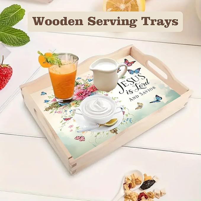 SHLUHA Diamond Art Kits for Adults Diamond Painting Wooden Serving Trays with Handle Food Tray for Party Breakfast Home Decor Gift