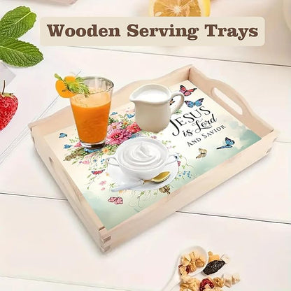 SHLUHA Diamond Art Kits for Adults Diamond Painting Wooden Serving Trays with Handle Food Tray for Party Breakfast Home Decor Gift