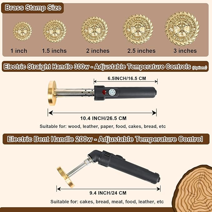 KAINSY Custom Temperature-Controlled Electric Branding Iron for Wood Food, Personalized Logo Metal Stamp, Custom Branding Iron for Cake Leather BBQ, Wood Burning Stamp, DIY Handmade Gifts Branding Kit