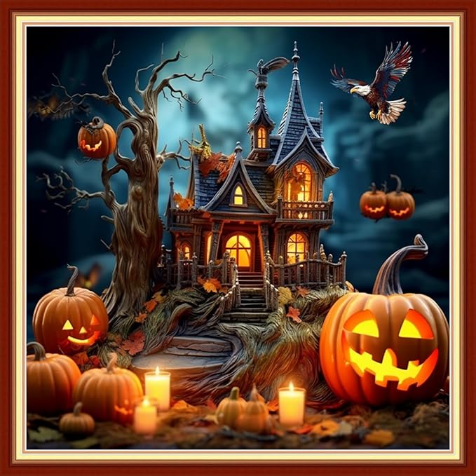 Foxdiviy Stamped Cross Stitch Kits Full Range of Embroidery Needlework Starter Kits for Beginners Adults 11CT Embroidery Patterns Art Crafts DIY Needlepoint Kits-Magic Night 18x18 inch