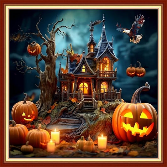 Foxdiviy Stamped Cross Stitch Kits Full Range of Embroidery Needlework Starter Kits for Beginners Adults 11CT Embroidery Patterns Art Crafts DIY Needlepoint Kits-Magic Night 18x18 inch