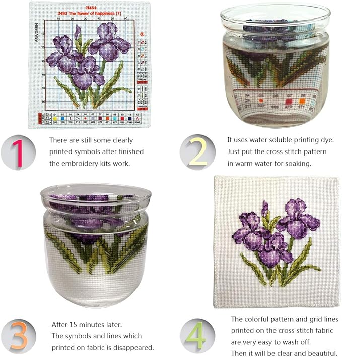 Printed Cross Stitch Kits 11CT 10X13 inch 100% Cotton Holiday Gift DIY Embroidery Starter Kits Easy Patterns Embroidery for Adults Crafts DMC Stamped Cross-Stitch Supplies Needlework Sunflower
