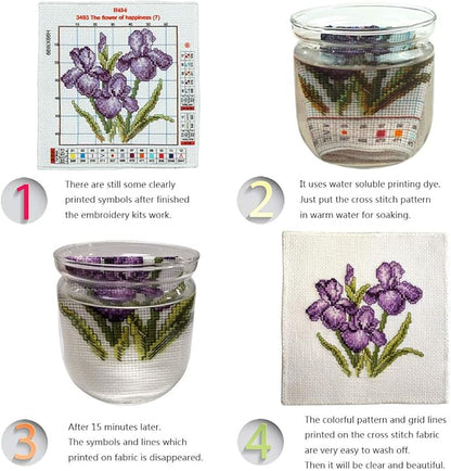 Printed Cross Stitch Kits 11CT 24X19 inch 100% Cotton Holiday Gift DIY Embroidery Starter Kits Easy Patterns Embroidery for Girls Crafts DMC Stamped Cross-Stitch Supplies Needlework Sunflower