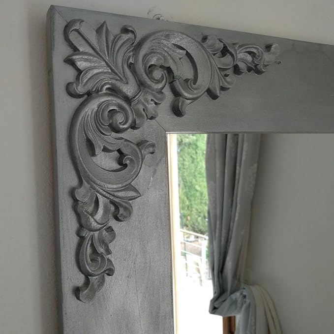 4PCS Corner Wooden Carving Decal Unpainted Wood Appliques Onlays DIY Wood Carved Furniture Appliques Onlays for Wall Bed Door Wardrobe Cabinet Furniture Decoration(02,20x20cm/7.87x7.87inch)