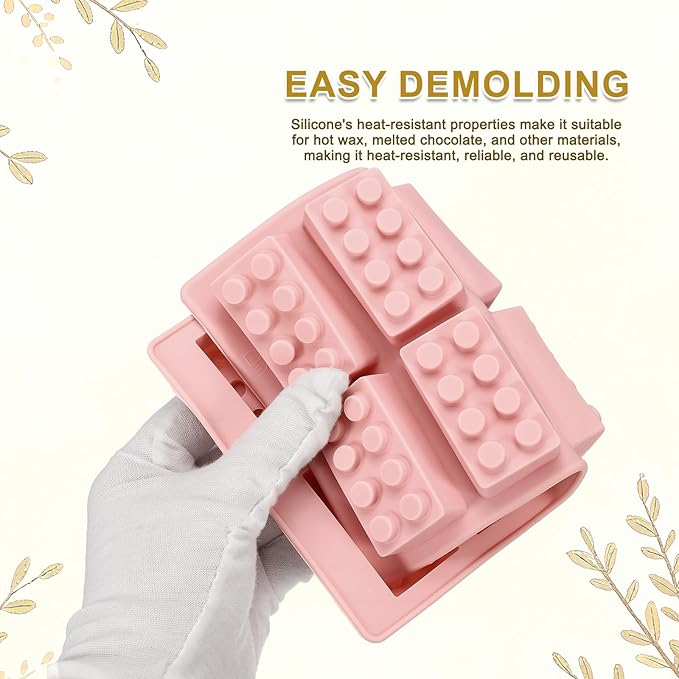 MECCANIXITY Beeswax Candle Mould, 10 Grids Beeswax Bar Mould Makes 10 x 0.8oz Reusable Easy Release Bees Wax Module for Wax Candle Making Butter Candy Chocolate Pink