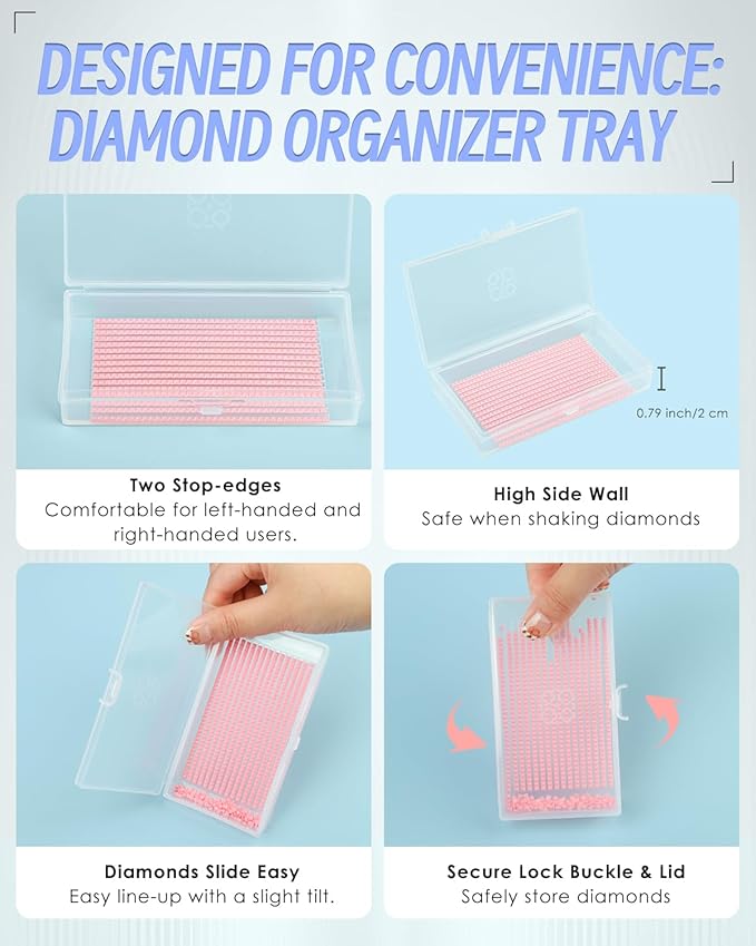 8pcs ForeverYoung Extra Large Diamond Art Storage Containers Tray, Diamond Art Accessories Diamond Painting Trays with Lids, 2-in-1 Diamond Art Trays and Diamond Painting Storage, Purple Box