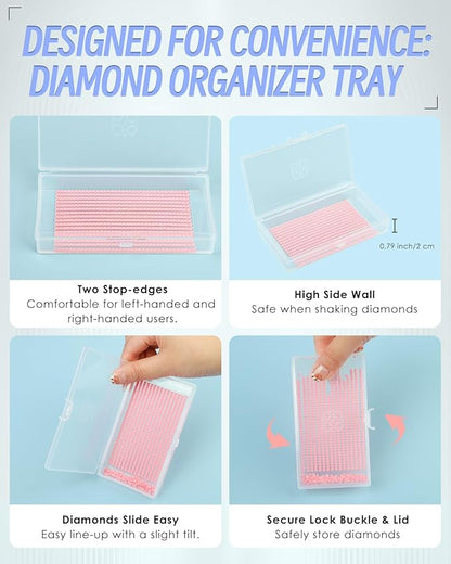 8pcs ForeverYoung Extra Large Diamond Art Storage Containers Tray, Diamond Art Accessories Diamond Painting Trays with Lids, 2-in-1 Diamond Art Trays and Diamond Painting Storage, Purple Box
