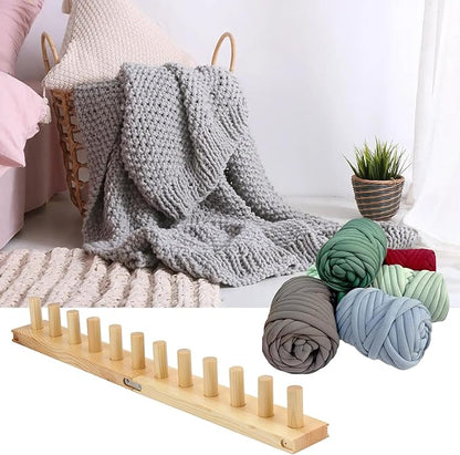 Chunky Knitting Blanket Loom, Thick Yarn Knitting Loom, Chunky Yarn Blanket Loom for Knitting Thick Yarn Projetcs, Foldable and Portable Chunky Blankets Extra Large Loom (12”) (4)
