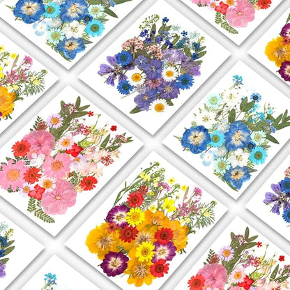 130Pcs Colorful Harmony Dried Pressed Flowers for Resin, Real Pressed Flowers Dry Leaves Bulk Natural Herbs Kit for Scrapbooking DIY Art Crafts, Epoxy Jewelry, Candle, Soap Making, Nails Decor