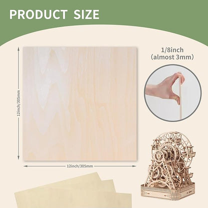 36 Pack Basswood Sheets,12 x 12 x 1/8 Inch,3mm Basswood Plywood Sheets with Smooth Surfaces, Unfinished Wood for Laser Cutting, Burning,Drawing, Architectural Models and DIY Crafts(36)