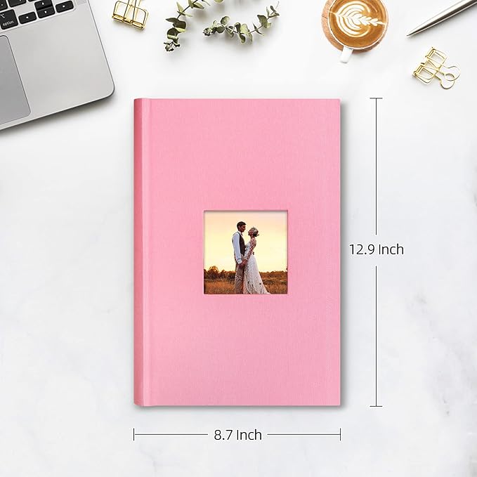 Mublalbum Photo Album 4x6 300 Photos Linen Cover with Memo Areas Photobook Pictures Book for Wedding Family Baby and Vacation (Pink)