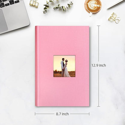 Mublalbum Photo Album 4x6 300 Photos Linen Cover with Memo Areas Photobook Pictures Book for Wedding Family Baby and Vacation (Pink)