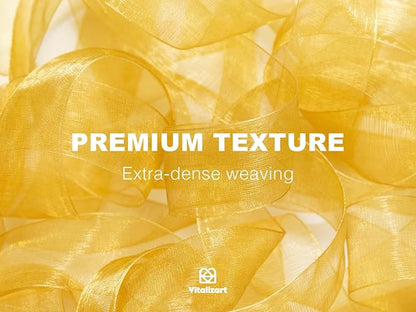 Vitalizart Gold Organza Ribbon for Gift Wrapping 1 inch x 30 Yd 3 Rolls *10Yd Extra Density Sheer Fabric Christmas Card Supplies Crafts Bows Tree Decor Wedding Wreaths Wrap