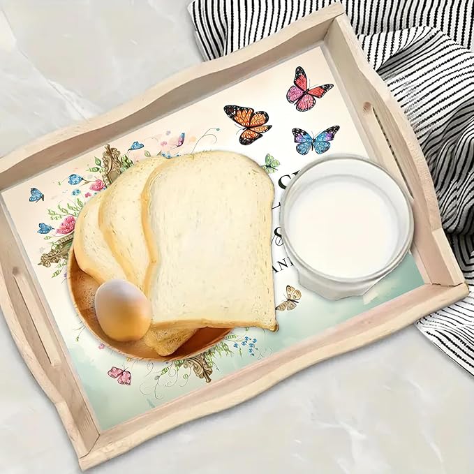 DoxQcs DIY Diamond Art Wooden Tray Kit Easter Food Tray with Handle Diamond Painted Table Decoration Tray for Breakfast Bar Dinner Table Diamond Art Painting for Beginners-#09-Flower Cross