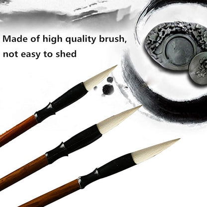 Befiy Chinese Calligraphy Brush, Writing Drawing Watercolor Ink Brushes Hubi Painting Kanji Sumi Wolf Bamboo Brushes Set for Professional Beginner (White)
