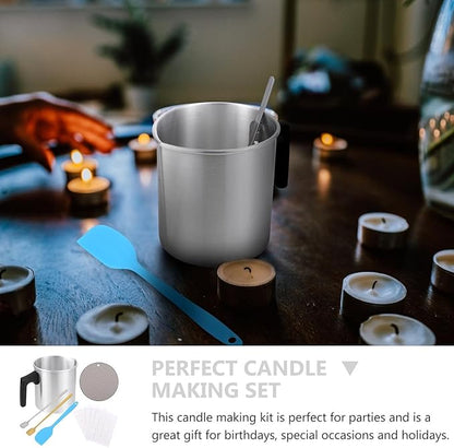 OATIPHO Stainless Steel Candle Melting Pot DIY Scented Candle Kit Wax Pouring Cup for Family Crafting and Wax Melting Random Color