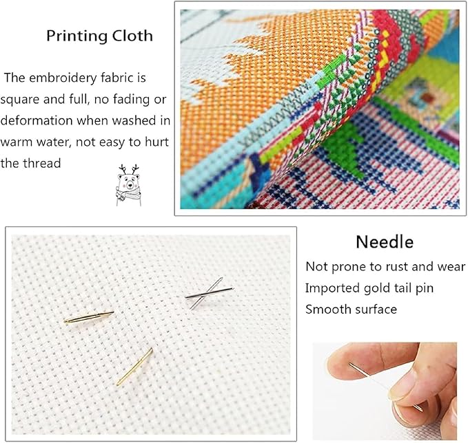 DMCCRAFT Stamped Cross Stitch Kits for Adults 11CT Printed Cross-Stitch Patterns Embroidery Kits Easy Cross Stitching Needlepoint Kits&Colorful Steed 18x18 inch