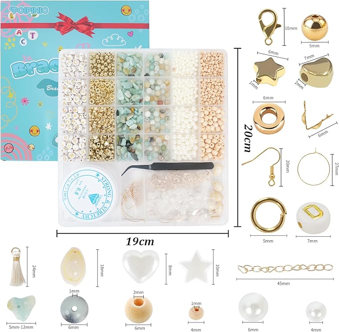 TOIPINIO Bracelet Making Kit Jewelry Making Supplies Kit Natural Stone Beads for DIY Craft Friendship Bracelet/Necklace/Earrings for Adults 1736PCS (Amazonite)