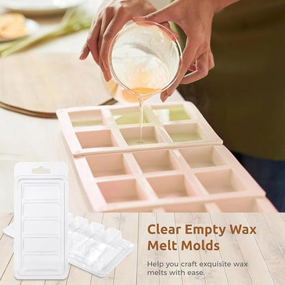 50 Pcs Wax Melt Containers, 5-Cavity Wax Melt Clamshell Molds, Clear Empty Plastic Wax Melt Molds for DIY, Crafts Tarts Candles Making Supplies