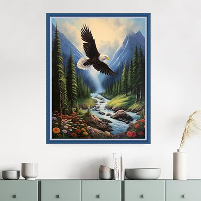 Dimensean Stamped Cross Stitch Kits Full Range of Embroidery Patterns Starter Kits for Beginners Adult DIY Cross Stitches Needlepoint Kits 11CT-Eagle Scenery 16x20 inch