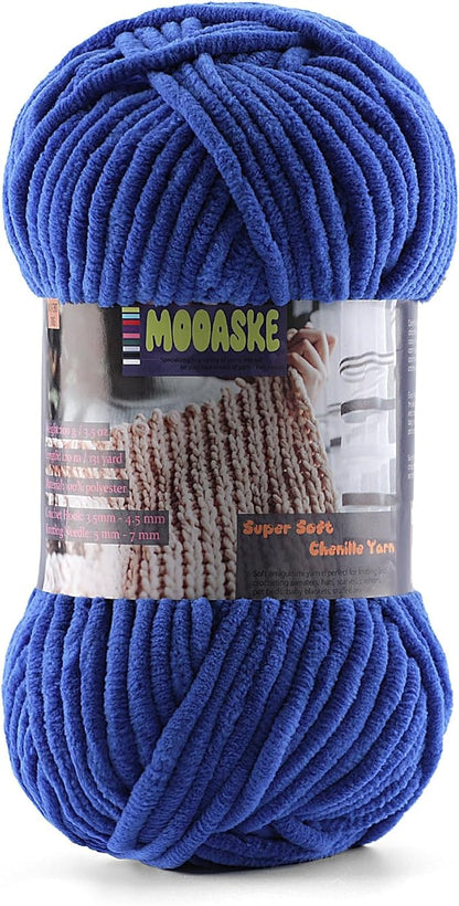 Baby Blanket Yarn for Crocheting - Soft Velvet Fluffy Chenille Yarn for Knitting Amigurumi Making Scarves, Doll - 100g/3.5oz 131 Yards Thick Plush Yarns (1, Navy Blue)