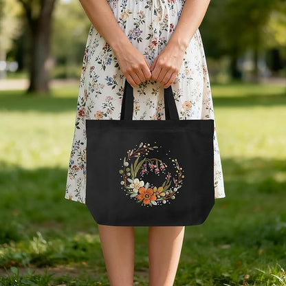 ERKOON Canvas Tote Bag Embroidery Kit for Beginners, Floral Arts Crafts Cross Stitch Kits for Adults Including Stamped Embroidery Bag with Hoops, Needle, Instruction and Color Threads (Flower)