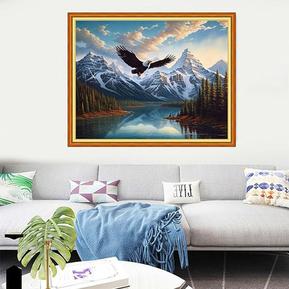 Dooxvey Cross Stitch Kits for Adults Stamped Full Range of Embroidery Starter Kits for Beginners 11CT Printed Cross Stitch Patterns Needlepoint Kits Stamped Crossstitching-River Eagles 16x20 inch