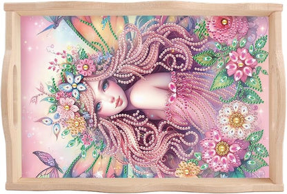 JZHYOAN Diamond Painting Trays for Adults, DIY Art Fruit Platters Entertaining Breakfast Coffee Table Home Decoration, Special Creative Design, Large Serving Platte for Living Room Dining