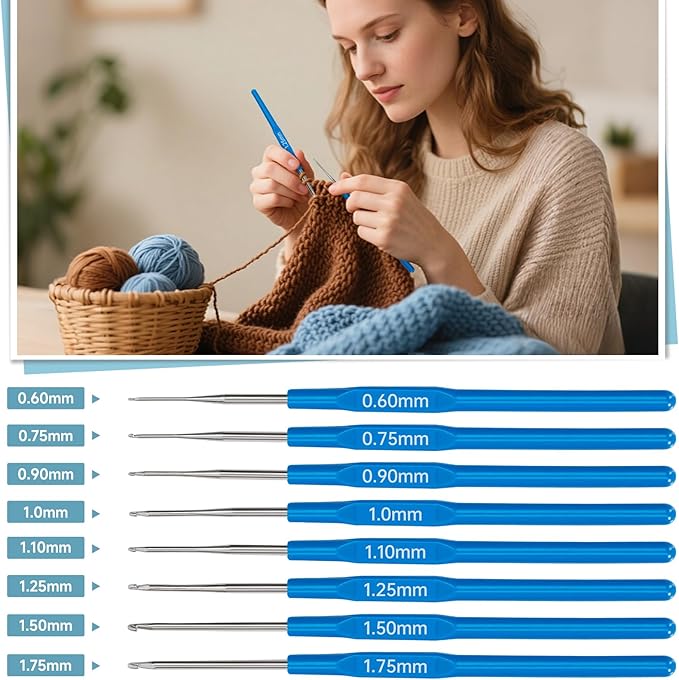 GMAK 59 PCS Crochet Kit for Beginners Adults, Crocheting Sets Include Yarn, Hooks and Tools, Portable Crochet Starter Kit for Making Variety Projects Crocheting Supplies, Grey Lemon