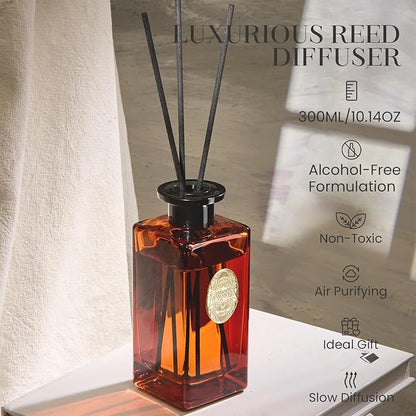 M&SENSE 10.14 oz Large Reed Diffuser Set | Orange Goji Scent Oil Diffuser with Sticks |Hotel Collection Non-Toxic Essential Oil |for Bedroom Bathroom Living Room