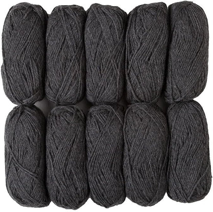 Knit Picks Wool of The Andes Yarn Pack - 10 Skeins of Gray 100% Wool Worsted Weight Yarn (Cobblestone Heather)