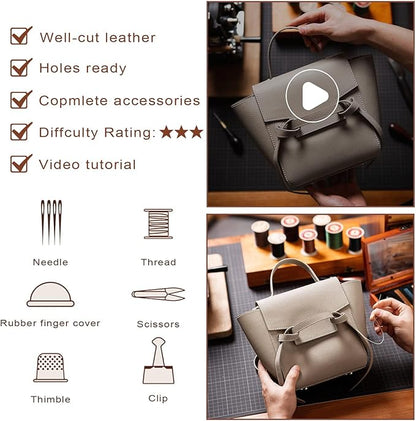 POPSEWING DIY Leather Bag Kit, Designer Belt Bag for Women, DIY Shoulder Purse for Adults, Leather Purse Making Kit with Sewing for Girl, Personalized Gifts