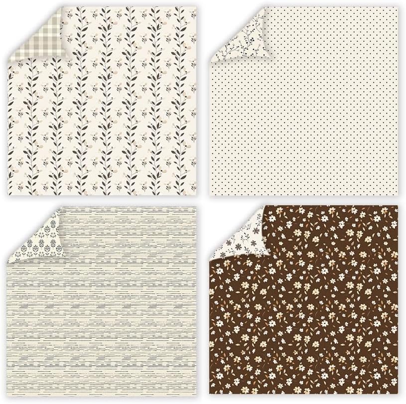 12x12 Patterned Scrapbook Paper ,24 Sheets Double-Sided Bohemian Floral Patterned CardStock Paper Pad Boho Tone Decorative Craft Papers for Holiday Cardmaking DIY Junk Journaling Origami Papers. - Image 4