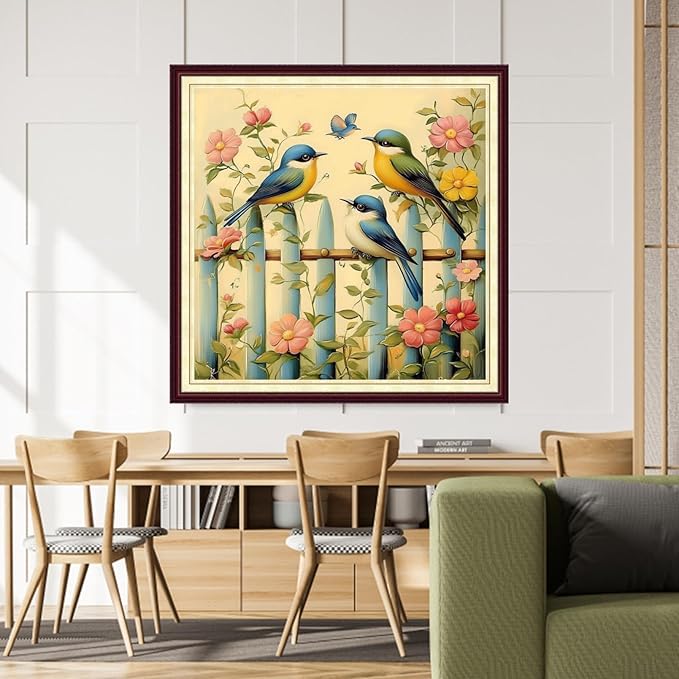 DMCCRAFT Stamped Cross Stitch Kits for Adults 11CT Printed Cross-Stitch Patterns Embroidery Kits Easy Cross Stitching Needlepoint Kits&Little Bird on The Lanshan Mountain 18x18 inch