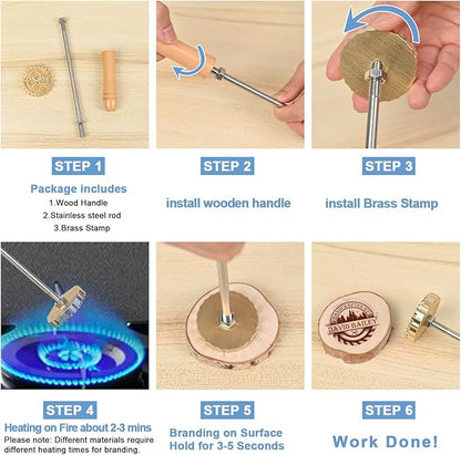KAINSY Custom Wood Branding Iron, Personalized Burning Stamp for Leather Meat Food Wood, Flame Heated Metal Stamp with Customized Logo Design, Wedding Party Wood Worker Bread Making Gifts(2Inches)