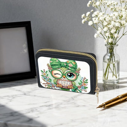 Diamond Painting Credit Card Holder Owl Diamond Art Credit Card Wallet Animal Gem Art Wallet Animal Gem Painting Coin Purse Owl Mosaic Kits for Adults Billfold Embroidery Kit Billfold