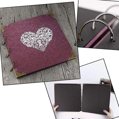 ADVcer Photo Album and DIY Scrapbook, 10x10 inch 50 Pages Double Sided, Vintage Hardcover Three-Ring Binder Picture Booth Albums with 6 Colors 408pcs Self Adhesive Photos Corners for Memory Keep (Red)