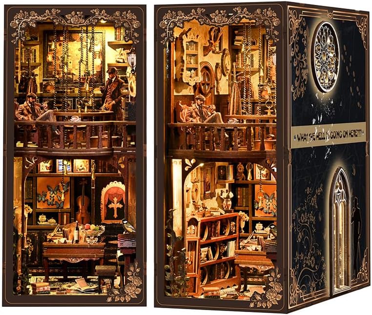 DIY Miniature House Kit, Mini House Building Kit, DIY Book Nook Kit, Tiny Model House for Adults to Build, Beginner 3D Wooden Book Nook, for Family Friends (Detective Time) - Image 2