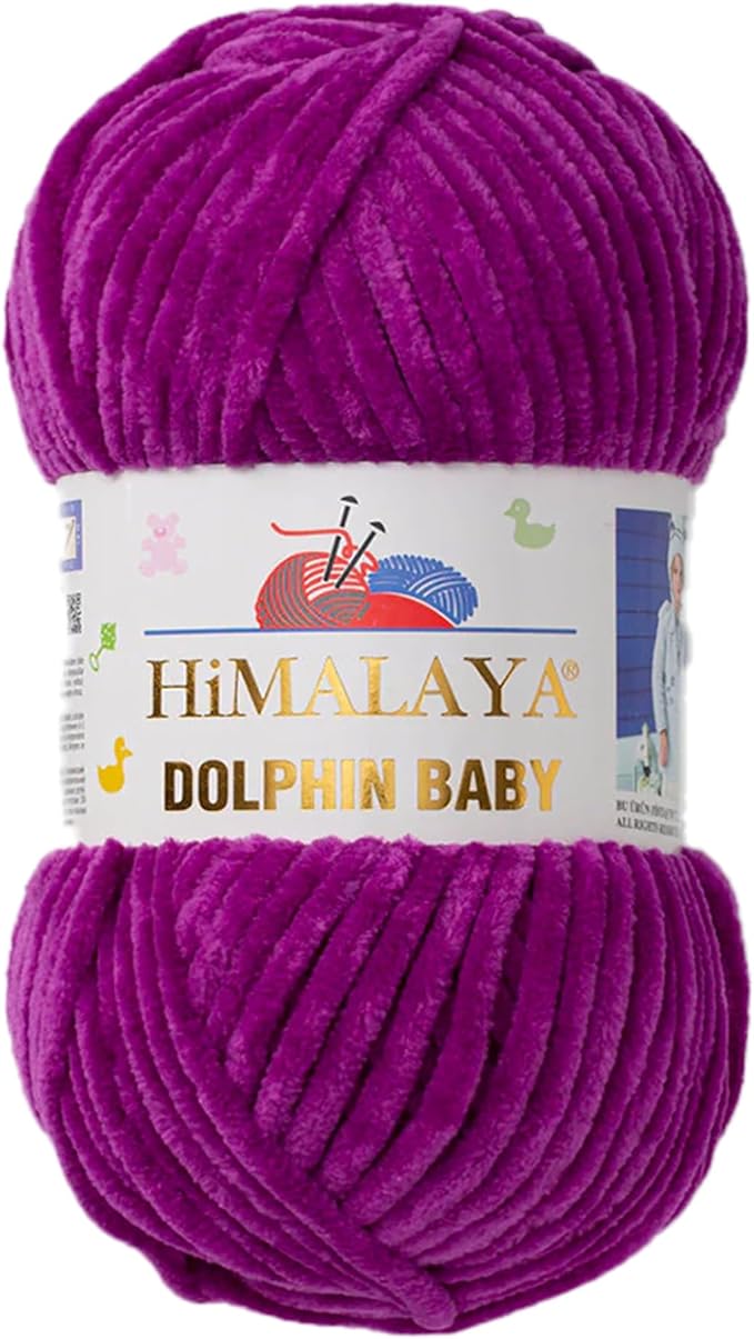 1 Skein/Pack Himalaya Dolphin Baby Chenille Yarn, Each Ball 100 gr (3.5 oz), 120 m (132 Yards), 100% Polyester, Super Bulky Baby Blanket Velvet Amigurumi Yarn, 80358 - Indigo Purple