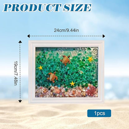 Sea Stained Glass Craft Kit: Sea Turtle Mosaic Kit for Adults, DIY Resin Art Kit with Crushed Seaglass, Beach Frame Glass Artwork Craft Kit, Beginner Adult Crafts for Home Décor & Ocean Art Projects