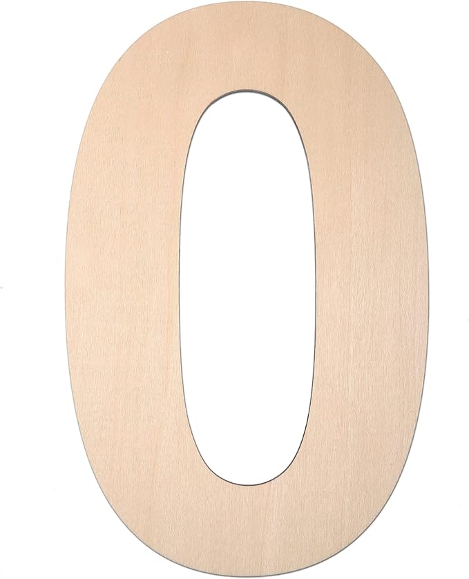 12 Inch Wooden Number 0, 1/4 Inch Thick Large Unfinished Wood Letter for DIY Crafts Home Wall Decor