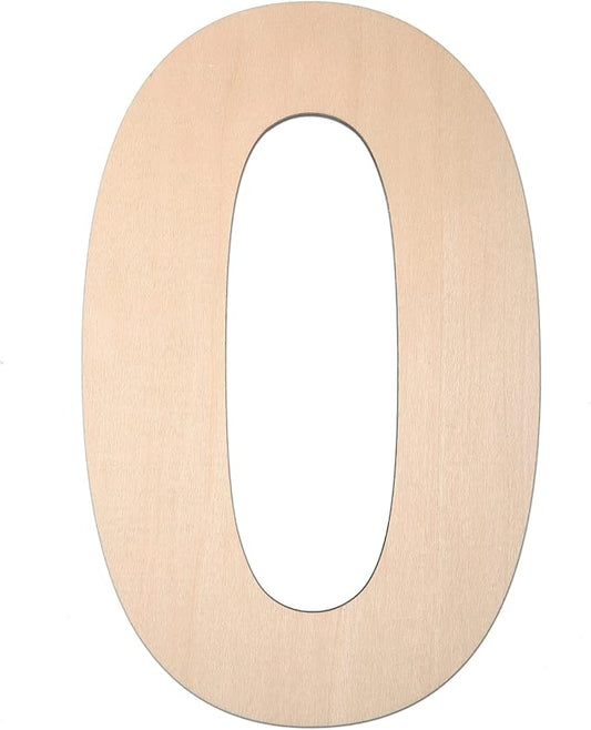 12 Inch Wooden Number 0, 1/4 Inch Thick Large Unfinished Wood Letter for DIY Crafts Home Wall Decor