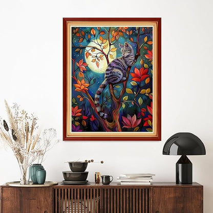 Artvxeay Stamped Cross Stitch Kits | Embroidery Kits for Beginners Craft Kit Needlepoint for Adults Supplies DIY 11CT-(Cat Admiring The Moon 16x20 inch)