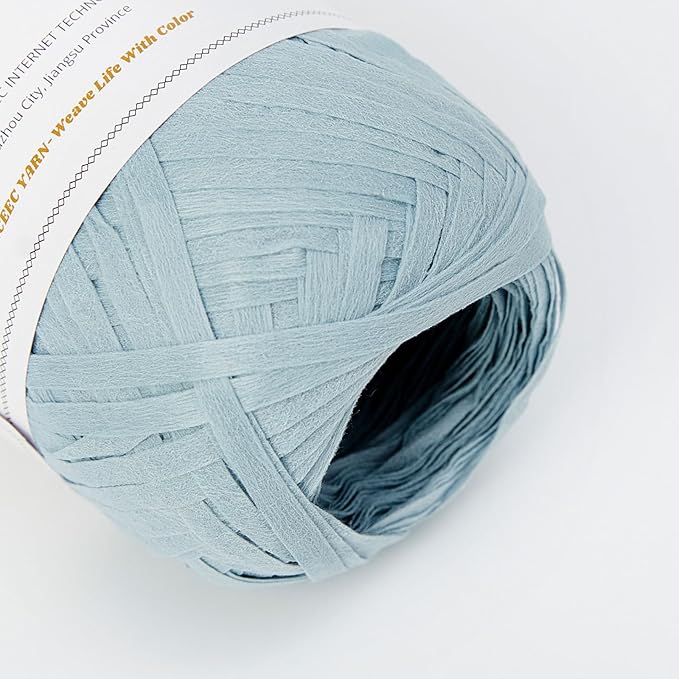 NICEEC 3 Packs Kraft Paper Yarn- Soft Raffia Ribbon Yarn for Crocheting & Knitting, Polyester, DIY Weaving - Total 474yds, 5.3oz - Blue Series