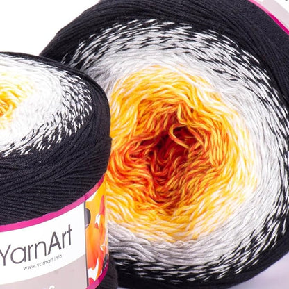 2 Skein/Pack Yarnart Flowers Gradient Yarn, Each Ball 8.8 Oz (250gr) / 1094 Yards (1000m), 55% Cotton 45% Acrylic, Superfine Fingering Weight for Knitting and Crochet, 259 - Black Yellow