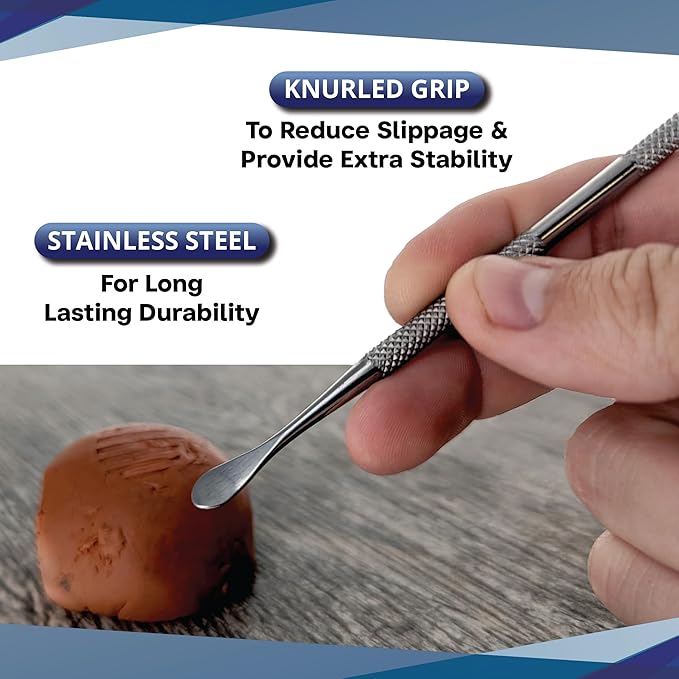 SE 12-Piece Stainless Steel Wax Carvers Set, Wax & Clay Sculpting Tools, Double Ended Carving Kit for Modeling, Sculpting and Shaping, Silver - DD312